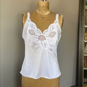 Vanity Fair White Lace Trim Camisole
